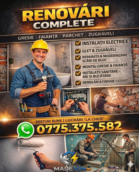 Renovari complete Bucuresti Teleorman, gresie, parchet, instalatii, rigips